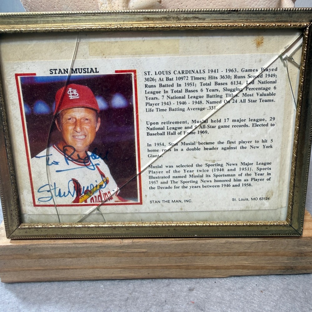 Stan‎ Musial Autographed St Louis Cardinals Plaque Vintage Signed Photo Fair